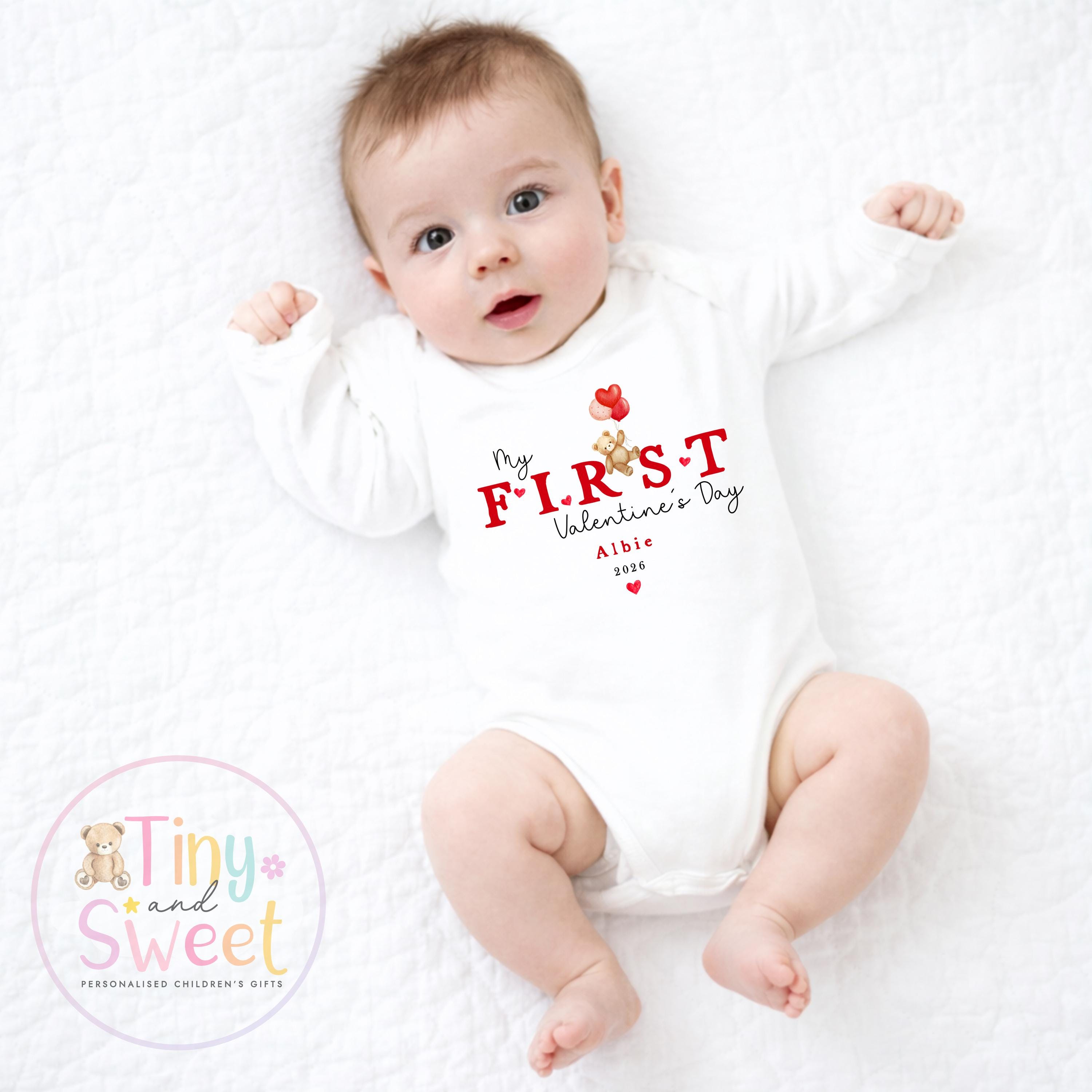 My First Valentines Day babygrow, 1st valentines day sleepsuit, 1st Valentines as My Daddy, New Dad Gift, Daddy Valentines