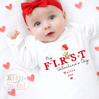 My First Valentines Day babygrow, 1st valentines day sleepsuit, 1st Valentines as My Daddy, New Dad Gift, Daddy Valentines