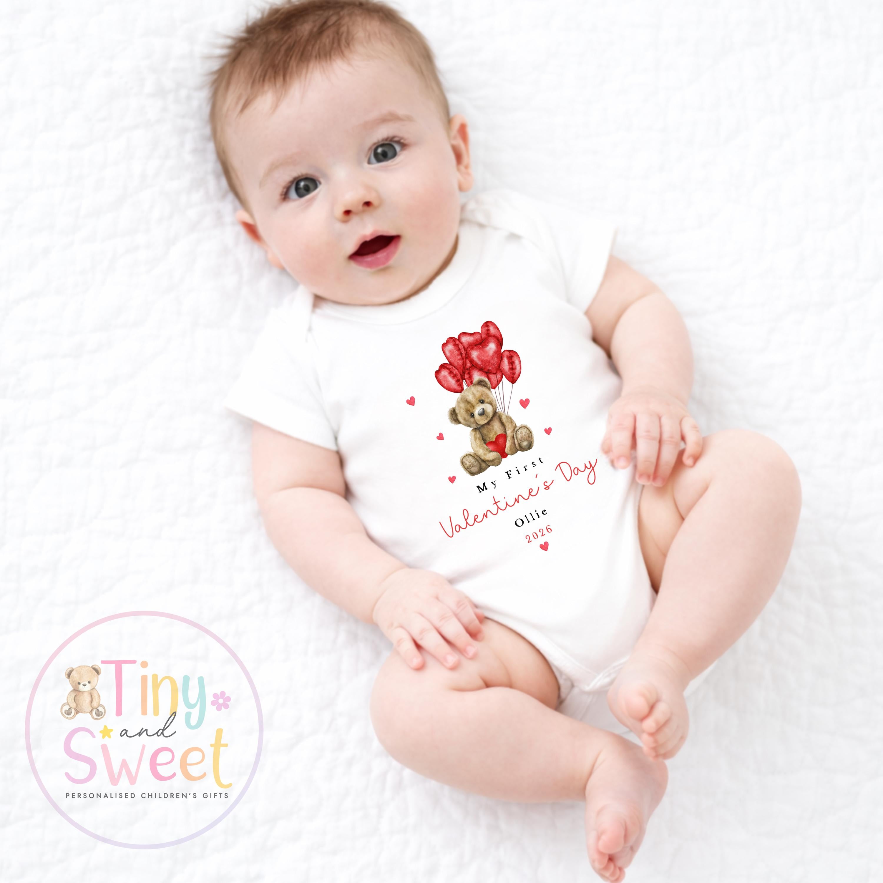 My First Valentines Day babygrow, 1st valentines day sleepsuit, 1st Valentines, New Baby Gift, Daddy Mummy Valentines