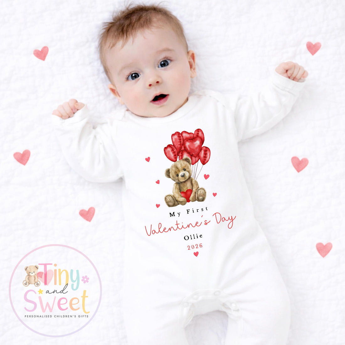 My First Valentines Day babygrow, 1st valentines day sleepsuit, 1st Valentines, New Baby Gift, Daddy Mummy Valentines