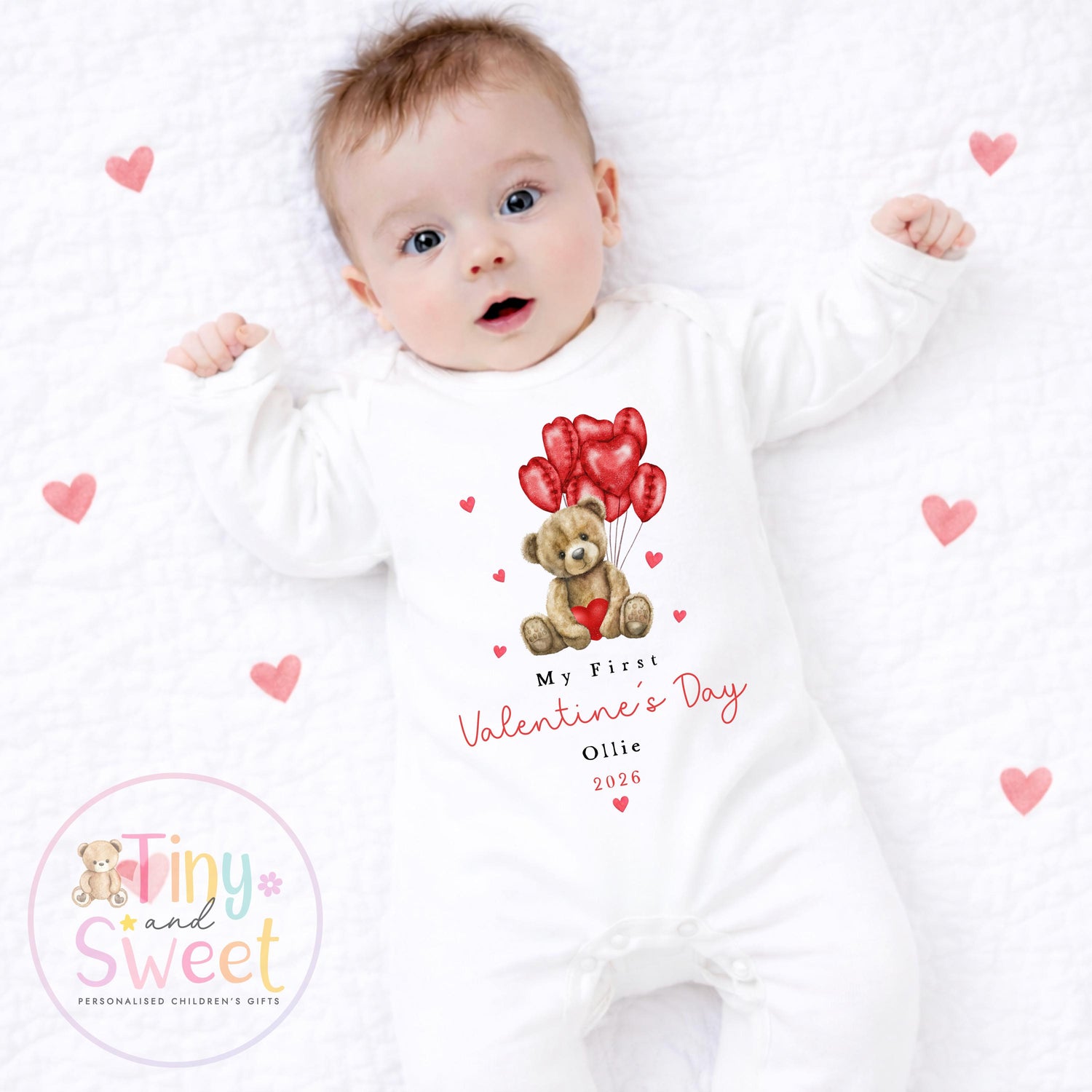 My First Valentines Day babygrow, 1st valentines day sleepsuit, 1st Valentines, New Baby Gift, Daddy Mummy Valentines