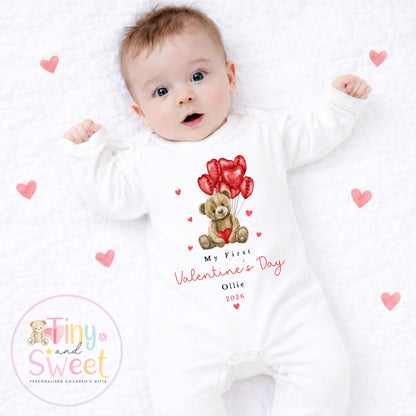 My First Valentines Day babygrow, 1st valentines day sleepsuit, 1st Valentines, New Baby Gift, Daddy Mummy Valentines