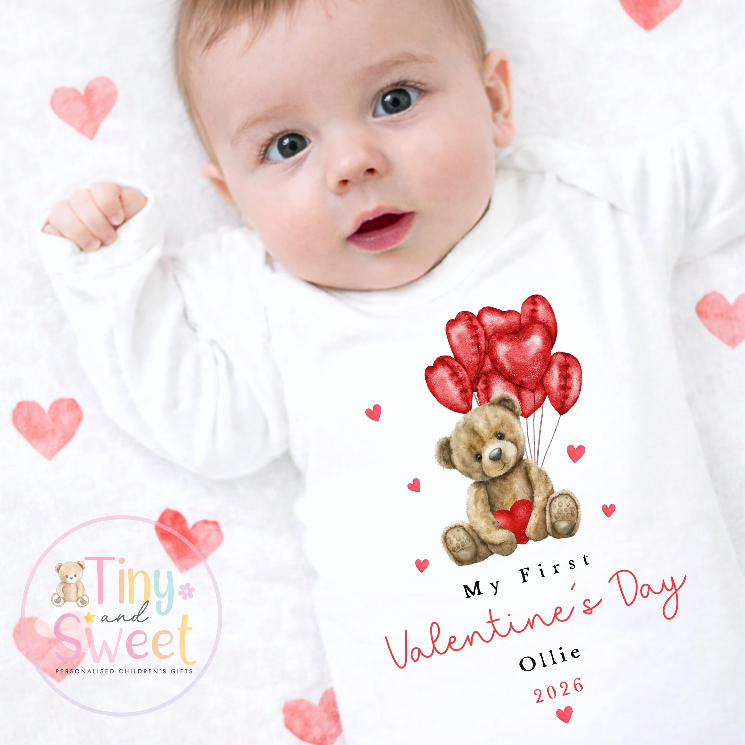 My First Valentines Day babygrow, 1st valentines day sleepsuit, 1st Valentines, New Baby Gift, Daddy Mummy Valentines