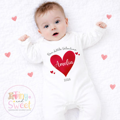 My First Valentines Day babygrow, 1st valentines day sleepsuit, 1st Valentines as My Daddy, New Dad Gift, Daddy Valentines
