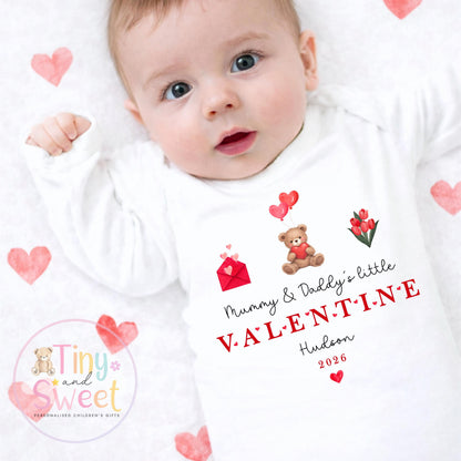 Mummy/Daddys Little Valentine Personalised Babygrow
