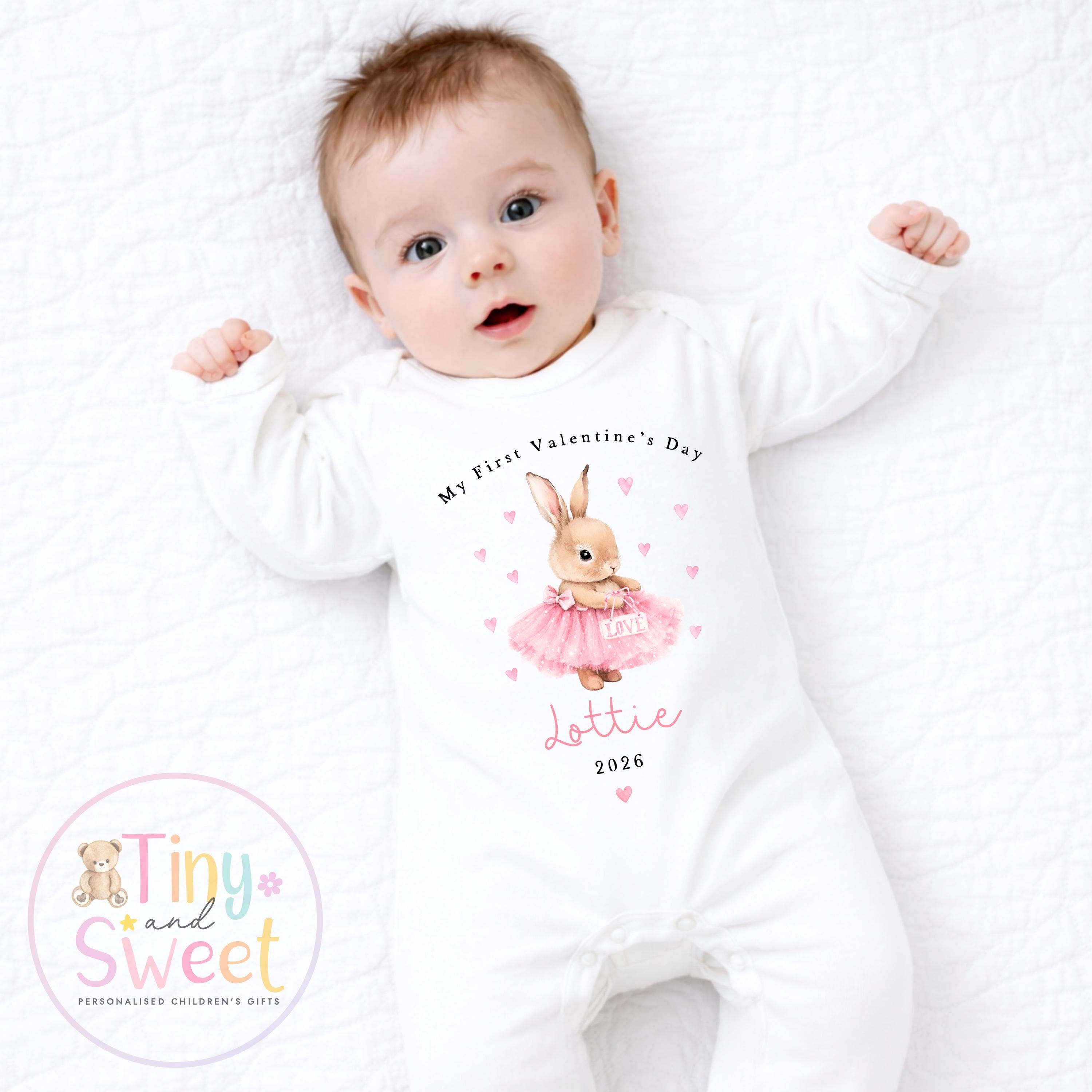 My First Valentines Day babygrow, 1st valentines day sleepsuit, 1st Valentines, New Baby Gift, Daddy Mummy Valentines