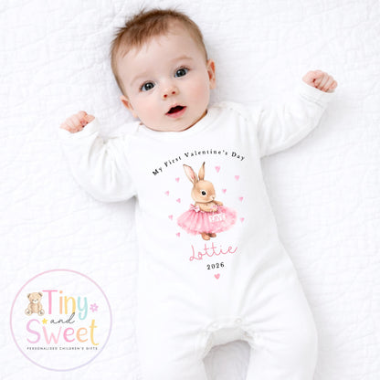 My First Valentines Day babygrow, 1st valentines day sleepsuit, 1st Valentines, New Baby Gift, Daddy Mummy Valentines