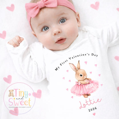 My First Valentines Day babygrow, 1st valentines day sleepsuit, 1st Valentines, New Baby Gift, Daddy Mummy Valentines