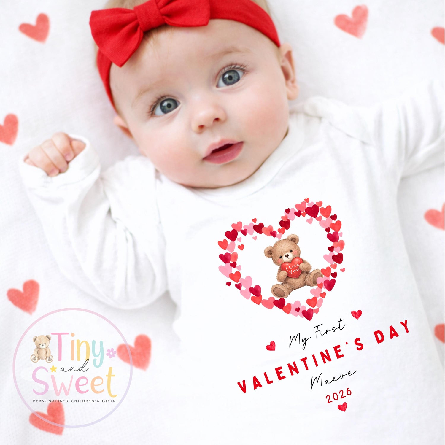 My First Valentines Day babygrow, 1st valentines day sleepsuit, 1st Valentines, New Baby Gift, Daddy Mummy Valentines
