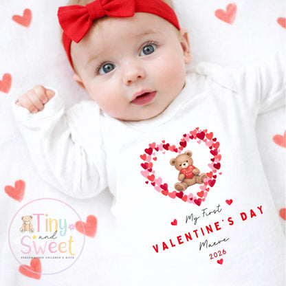 My First Valentines Day babygrow, 1st valentines day sleepsuit, 1st Valentines, New Baby Gift, Daddy Mummy Valentines