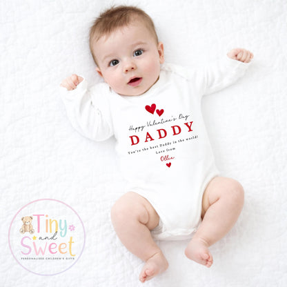 Valentines Day babygrow, 1st valentines day sleepsuit, 1st Valentines, New Baby Gift, Daddy Mummy Valentines