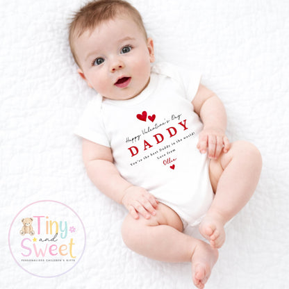 Valentines Day babygrow, 1st valentines day sleepsuit, 1st Valentines, New Baby Gift, Daddy Mummy Valentines