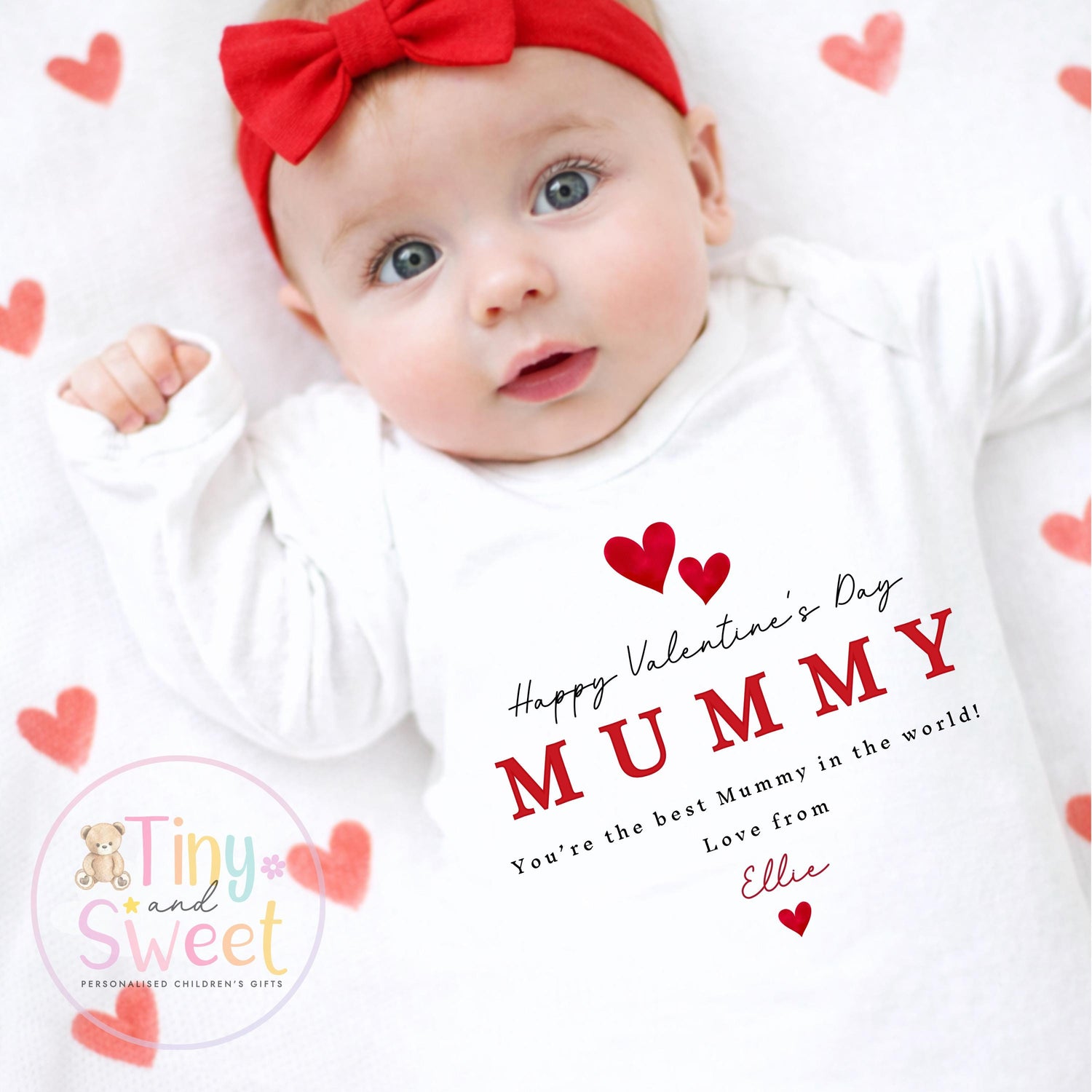 Valentines Day babygrow, 1st valentines day sleepsuit, 1st Valentines, New Baby Gift, Daddy Mummy Valentines