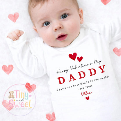 Valentines Day babygrow, 1st valentines day sleepsuit, 1st Valentines, New Baby Gift, Daddy Mummy Valentines