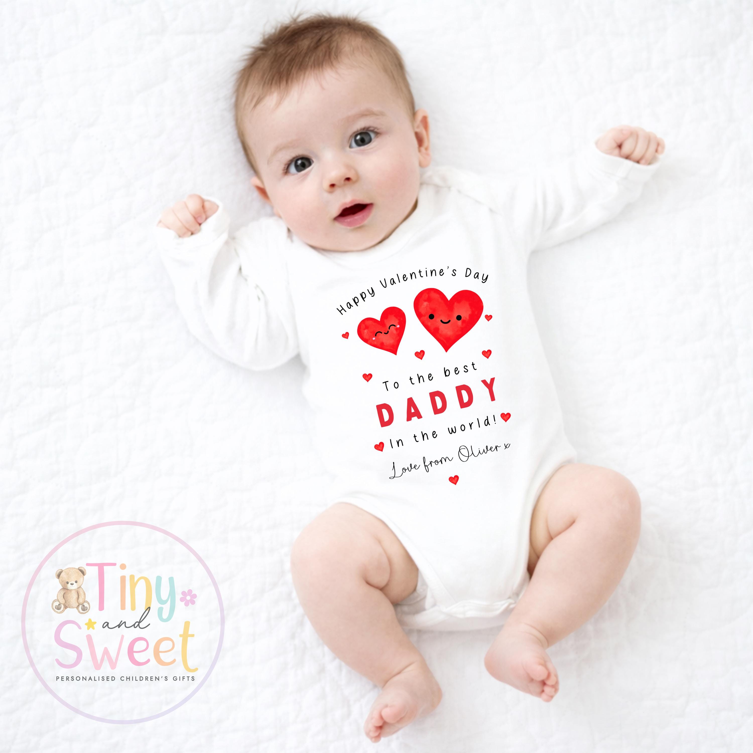 Valentines Day babygrow, 1st valentines day sleepsuit, 1st Valentines, New Baby Gift, Daddy Mummy Valentines