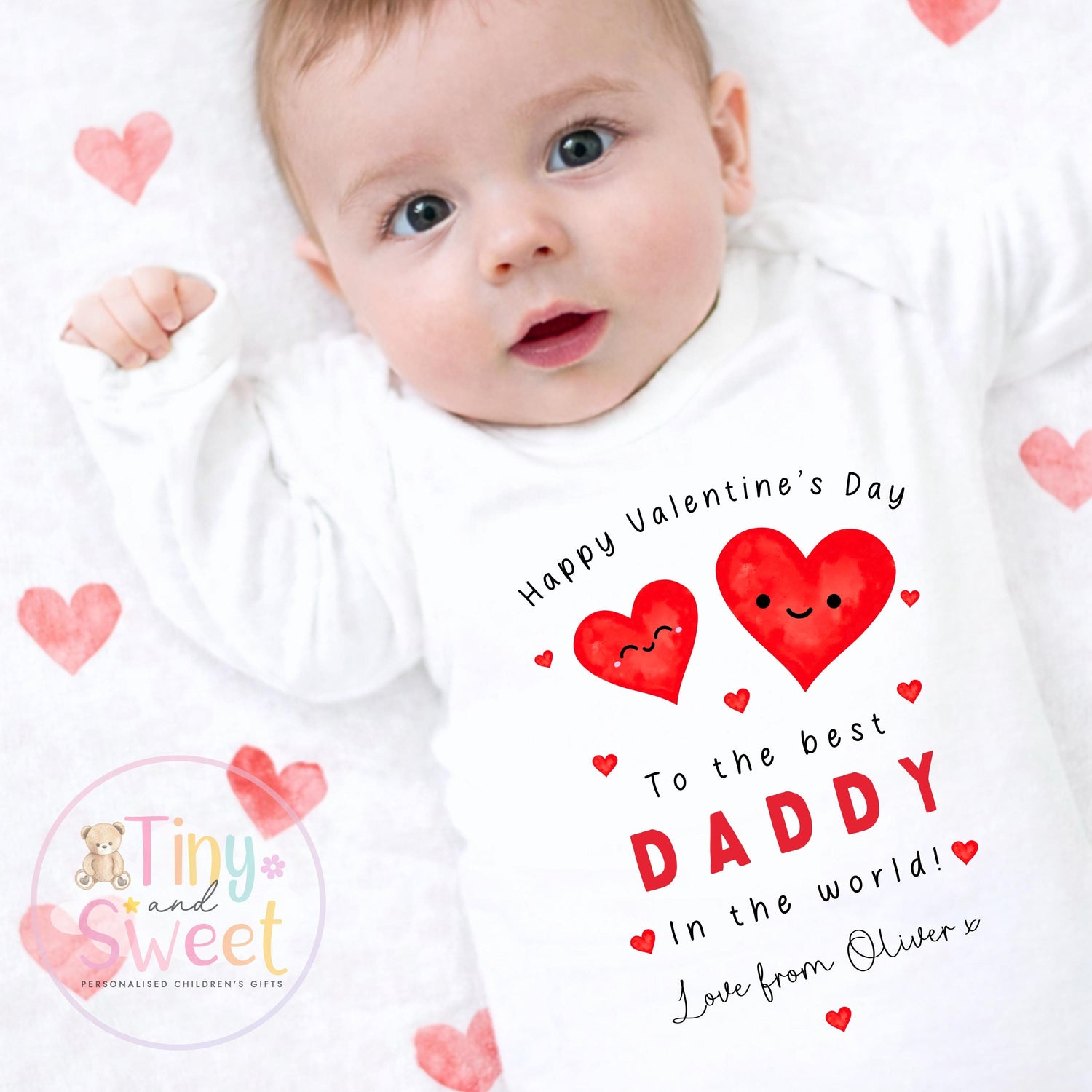 Valentines Day babygrow, 1st valentines day sleepsuit, 1st Valentines, New Baby Gift, Daddy Mummy Valentines