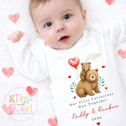 My First Valentines Day babygrow, 1st valentines day sleepsuit, 1st Valentines, New Baby Gift, Daddy Mummy Valentines