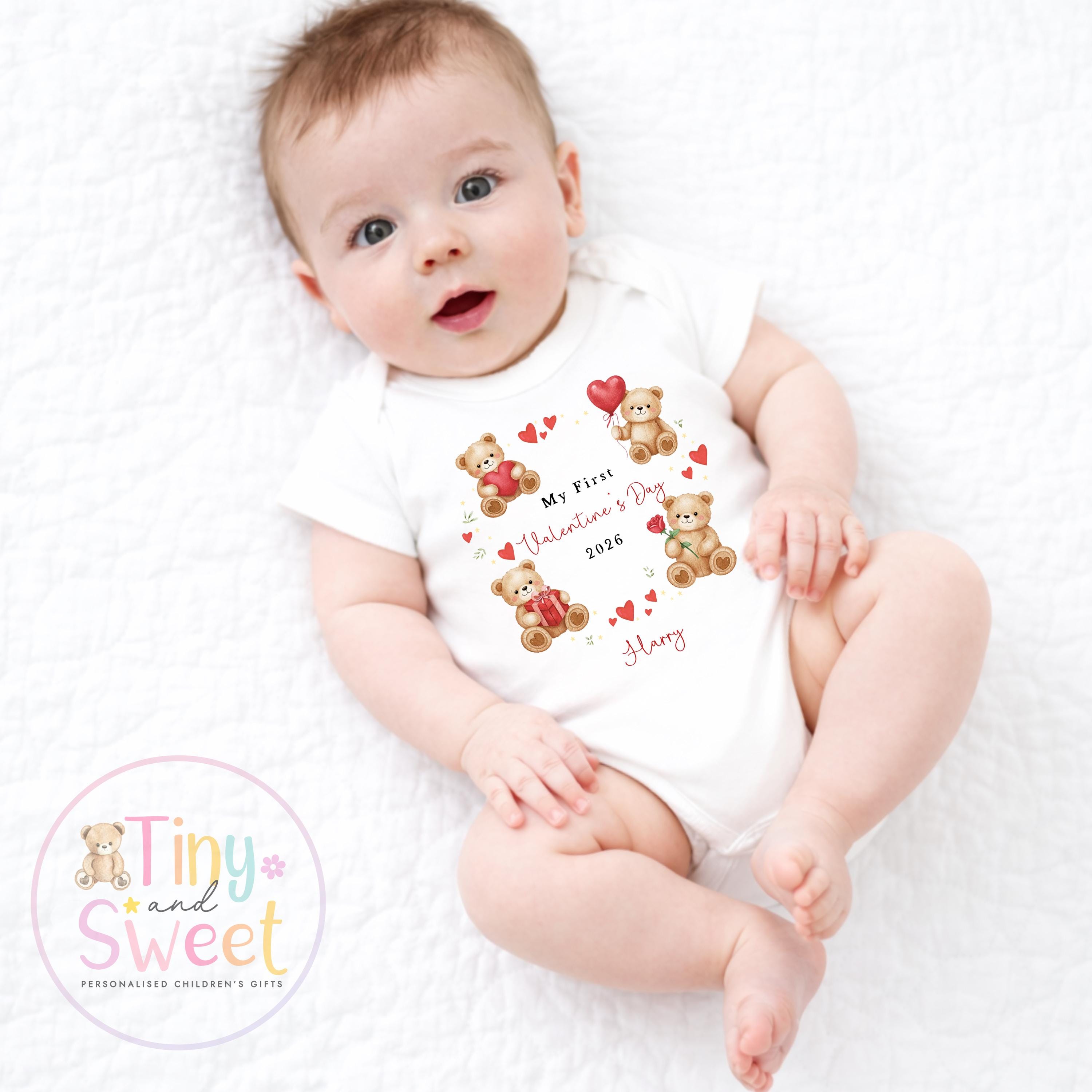 My First Valentines Day babygrow, 1st valentines day sleepsuit, 1st Valentines, New Baby Gift, Daddy Mummy Valentines