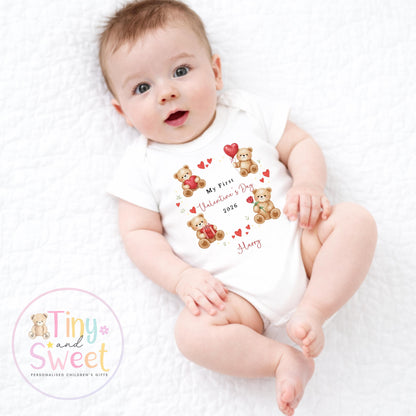 My First Valentines Day babygrow, 1st valentines day sleepsuit, 1st Valentines, New Baby Gift, Daddy Mummy Valentines