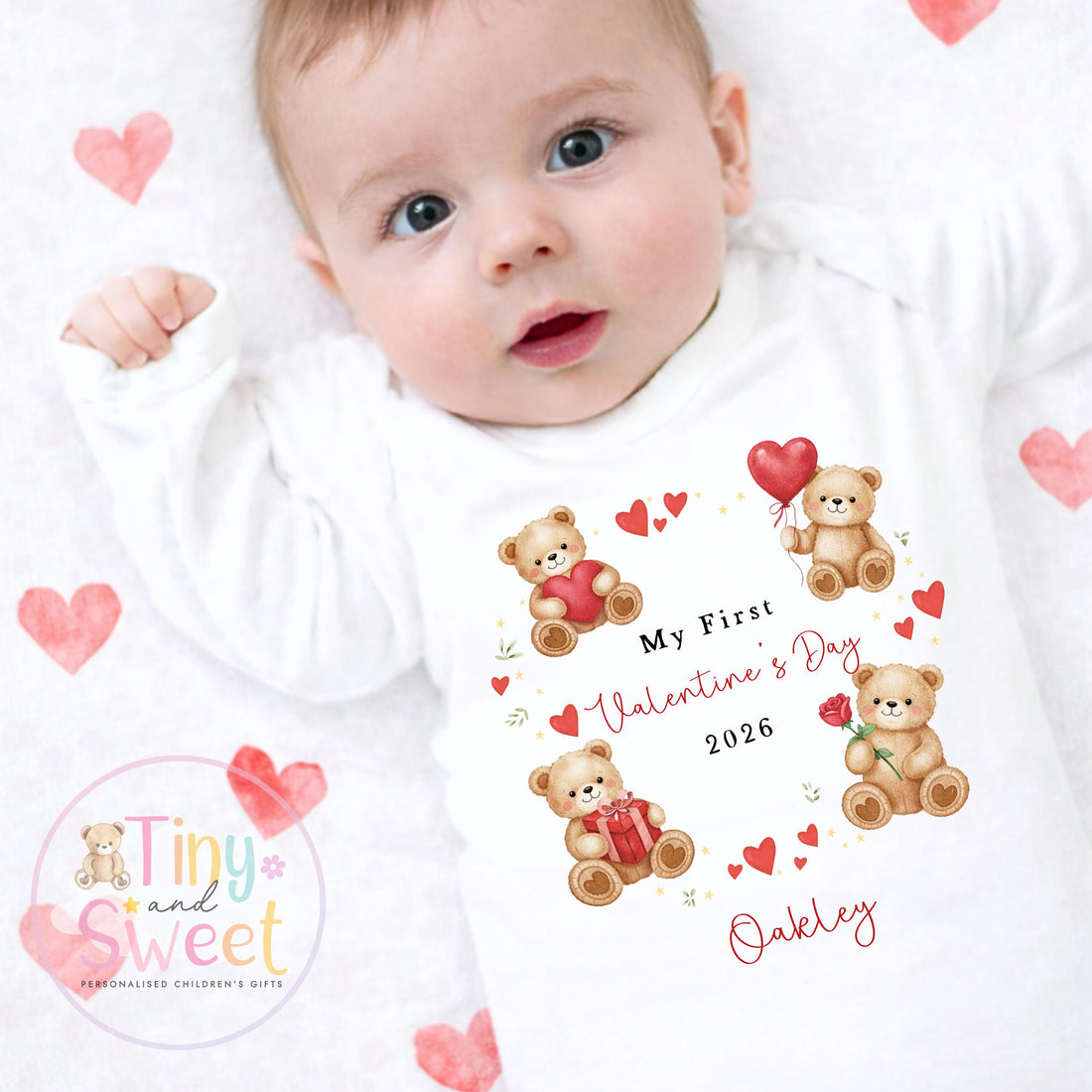 My First Valentines Day babygrow, 1st valentines day sleepsuit, 1st Valentines, New Baby Gift, Daddy Mummy Valentines
