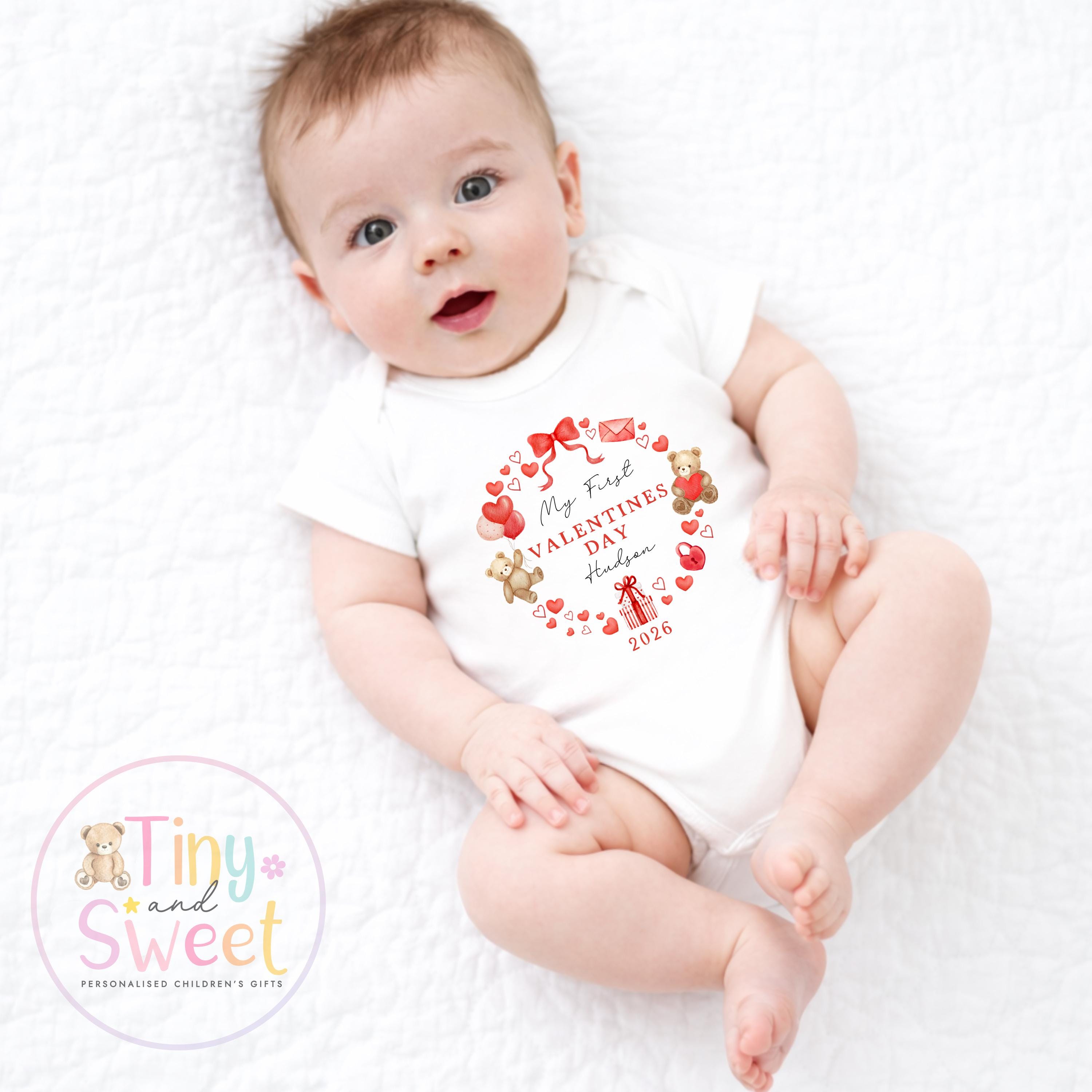 My First Valentines Day babygrow, 1st valentines day sleepsuit, 1st Valentines as My Daddy, New Dad Gift, Daddy Valentines