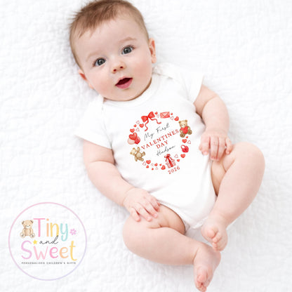 My First Valentines Day babygrow, 1st valentines day sleepsuit, 1st Valentines as My Daddy, New Dad Gift, Daddy Valentines
