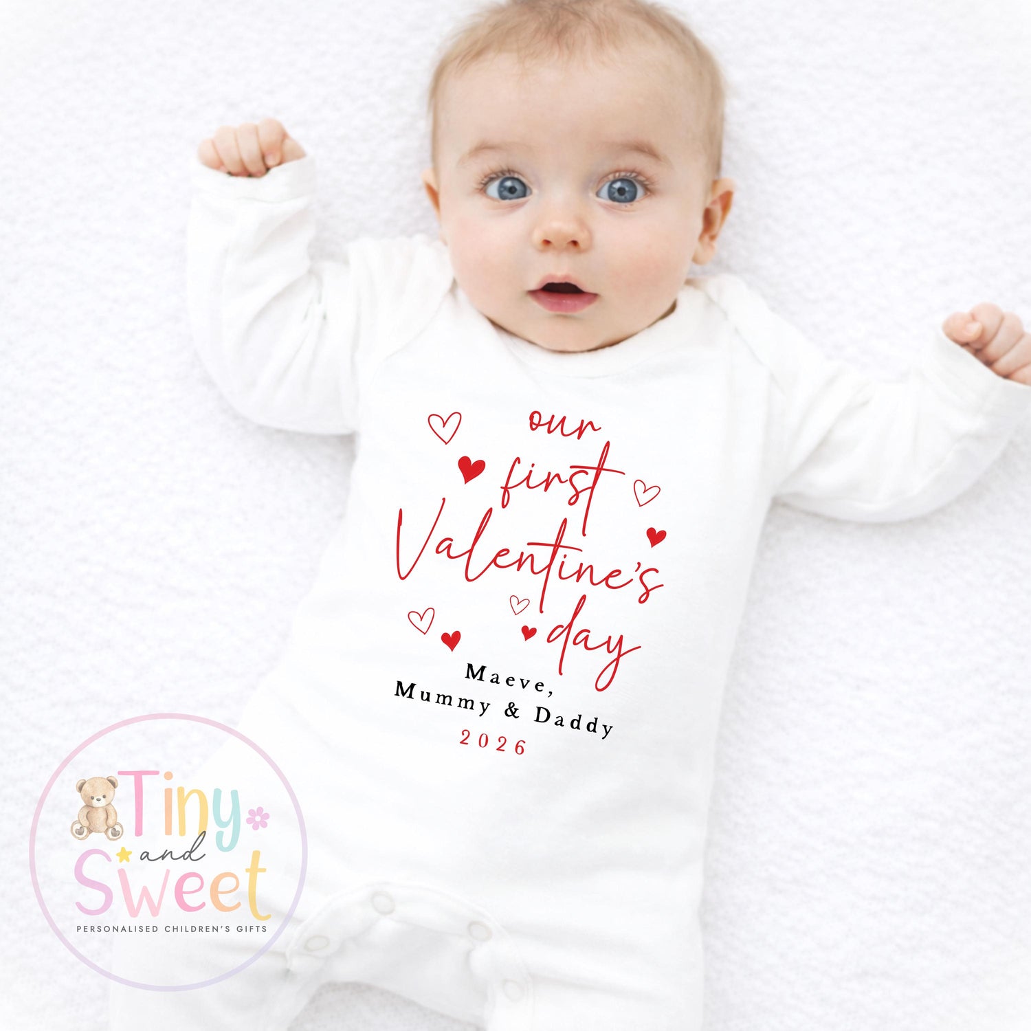My First Valentines Day babygrow, 1st valentines day sleepsuit, 1st Valentines as My Daddy, New Dad Gift, Daddy Valentines