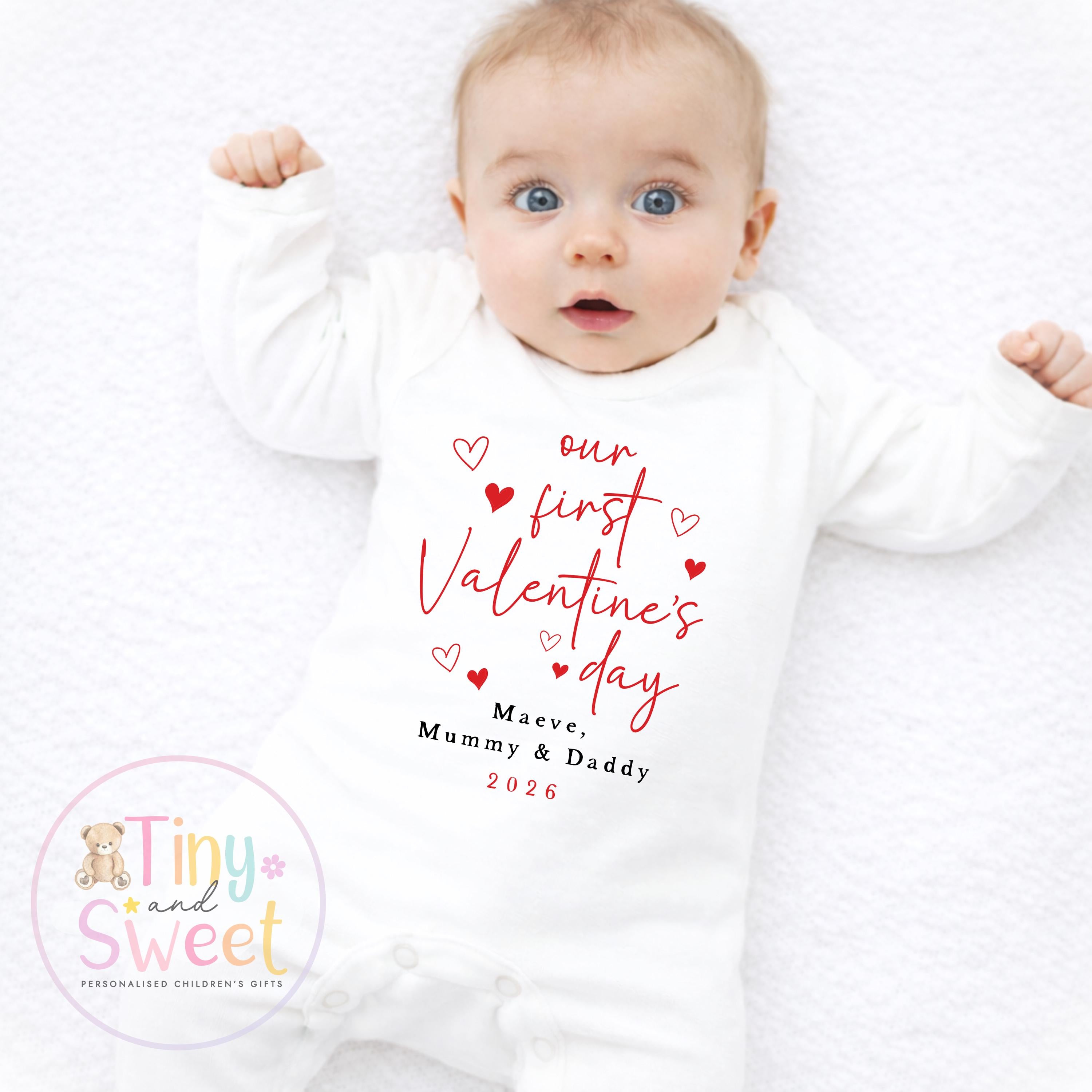 My First Valentines Day babygrow, 1st valentines day sleepsuit, 1st Valentines as My Daddy, New Dad Gift, Daddy Valentines