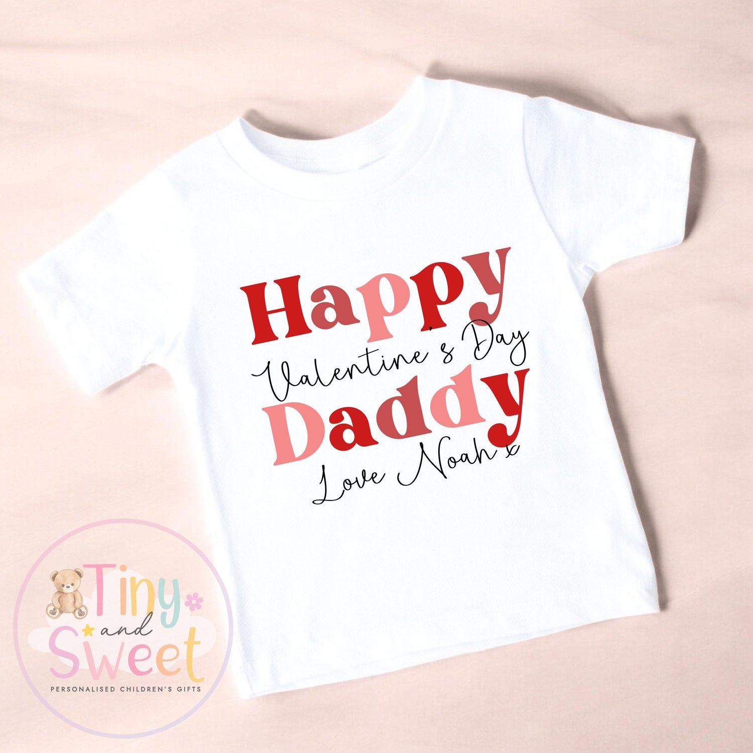 Happy Valentines Day Daddy T-Shirt: Gift for New Fathers, Toddler Tee, Custom Baby Name Option, Valentine Outfit, Daddys little valentine