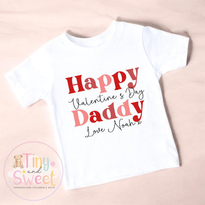 Happy Valentines Day Daddy T-Shirt: Gift for New Fathers, Toddler Tee, Custom Baby Name Option, Valentine Outfit, Daddys little valentine