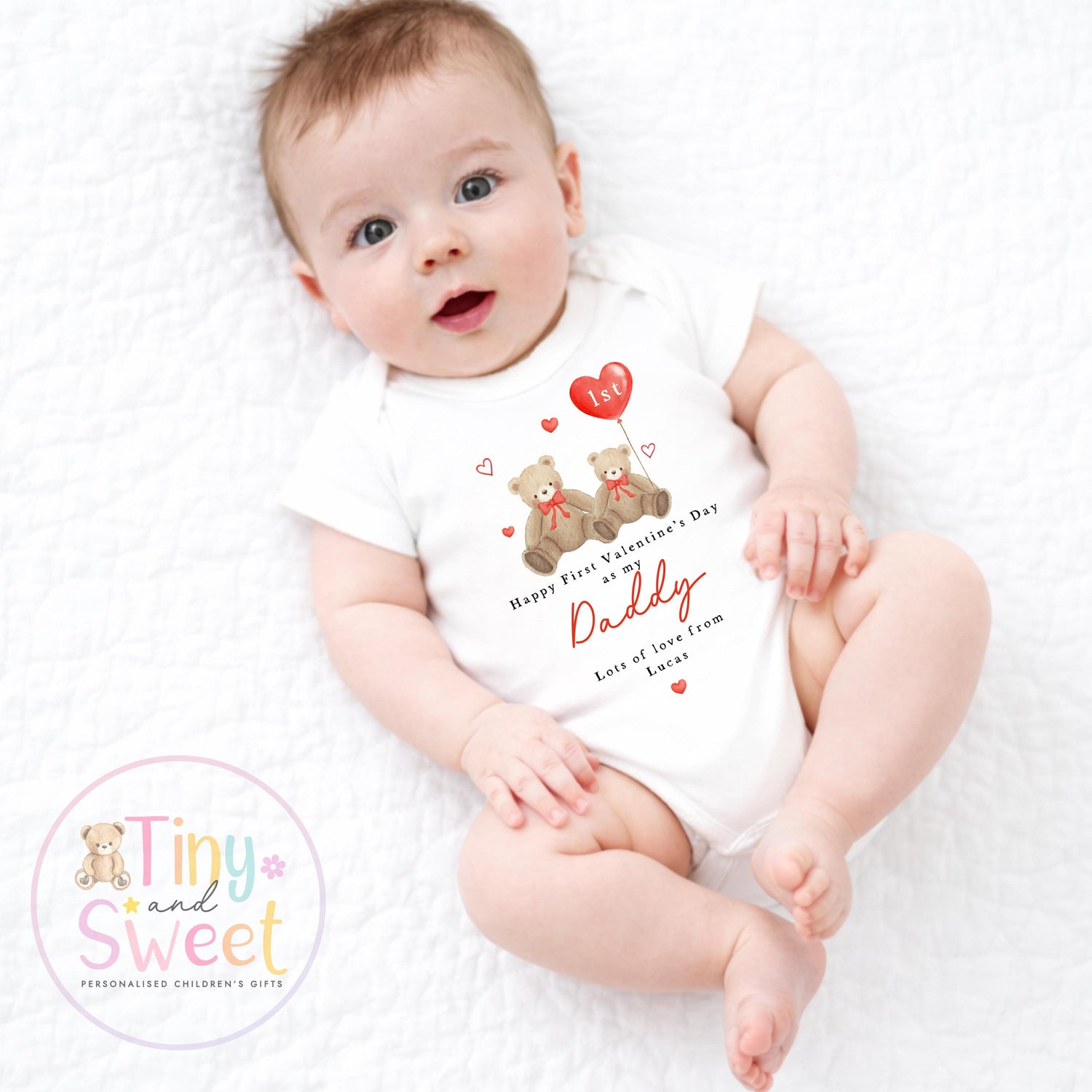 Valentines Day babygrow, 1st valentines day sleepsuit, 1st Valentines as My Daddy, New Dad Gift, Daddy Valentines