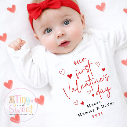 My First Valentines Day babygrow, 1st valentines day sleepsuit, 1st Valentines as My Daddy, New Dad Gift, Daddy Valentines