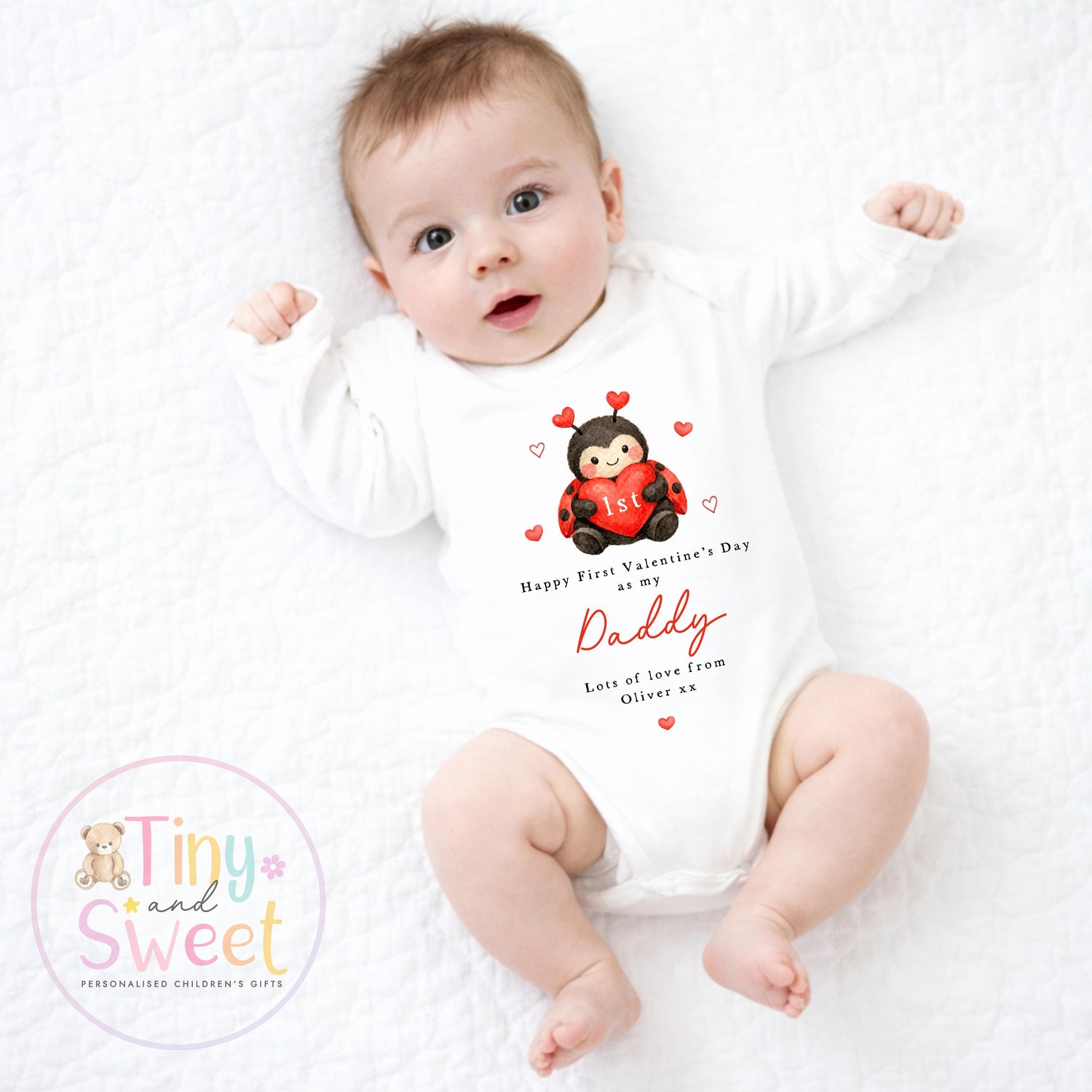 Valentines Day babygrow, 1st valentines day sleepsuit, 1st Valentines as My Daddy, New Dad Gift, Daddy Valentines