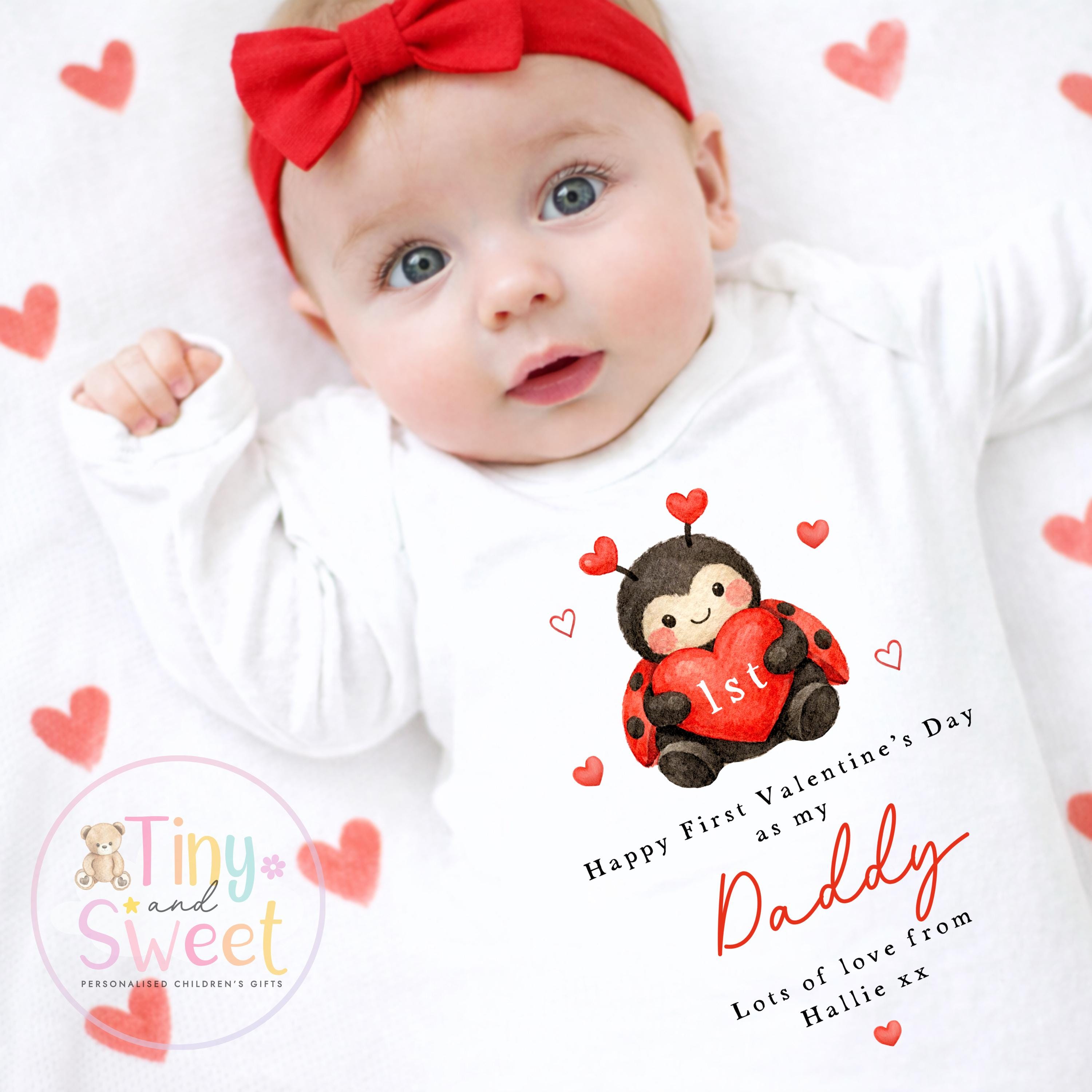 Valentines Day babygrow, 1st valentines day sleepsuit, 1st Valentines as My Daddy, New Dad Gift, Daddy Valentines