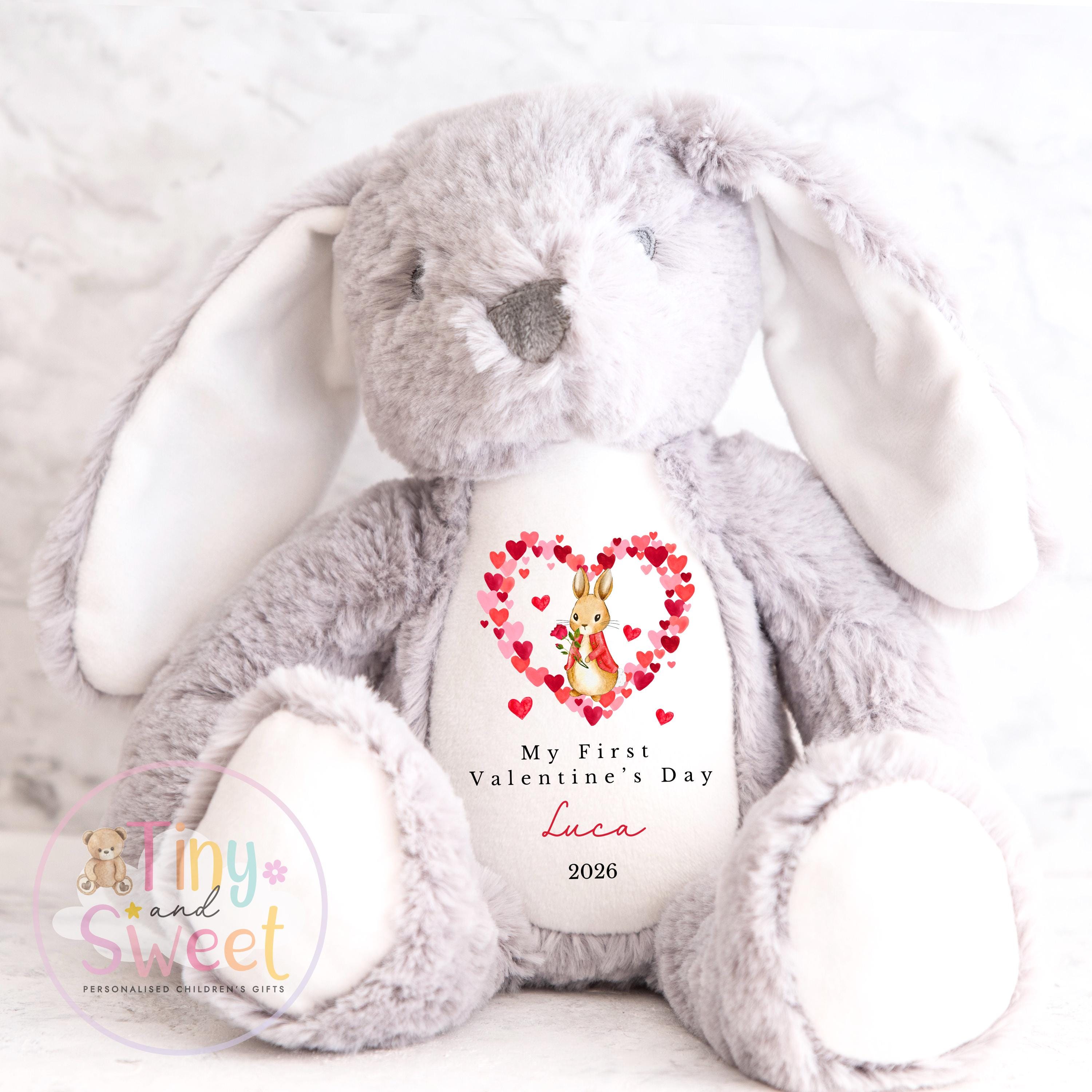 Valentines Heart Wreath Personalised Bunny Soft Toy
