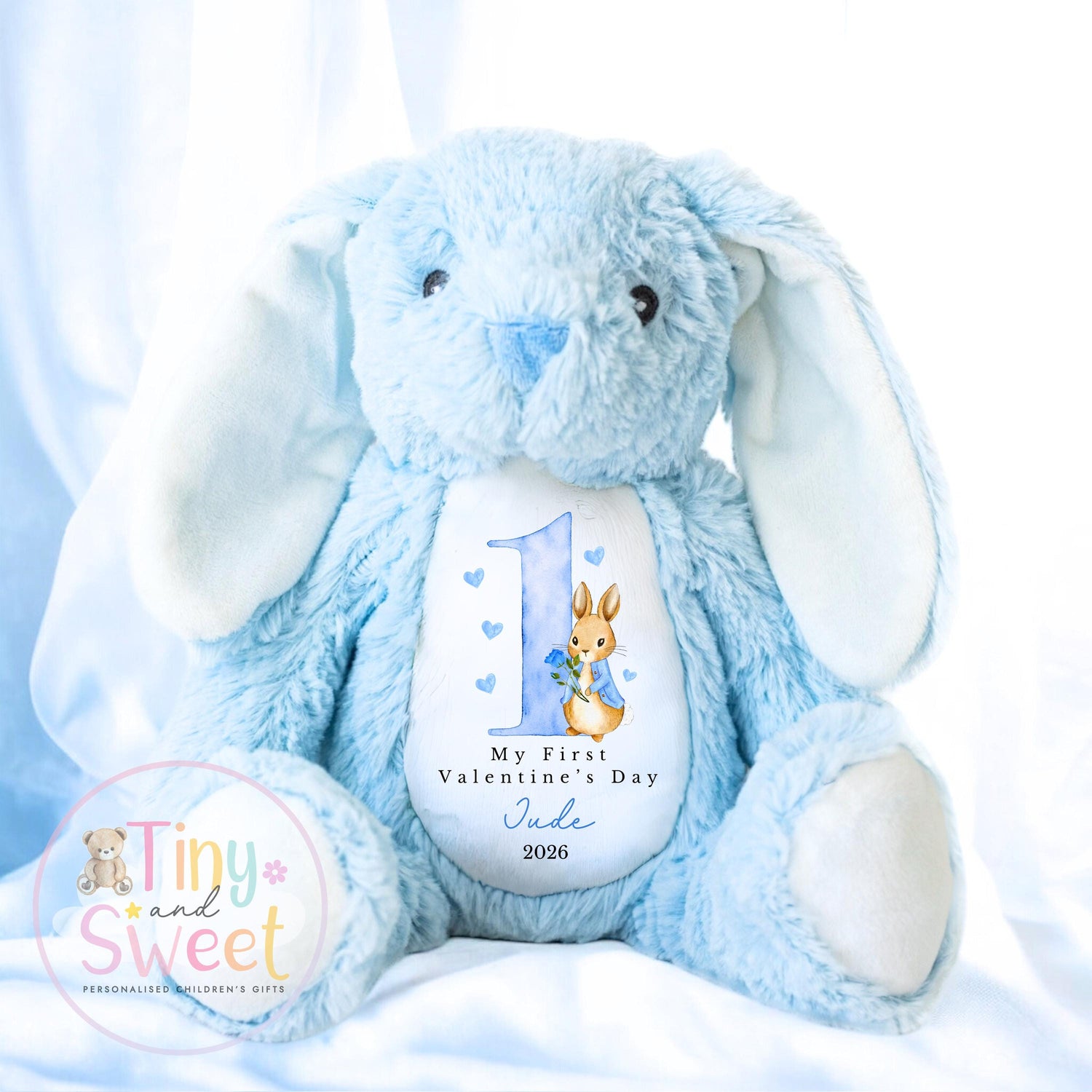 My First Valentines Day Gift, Personalised 1st Valentines Gift, First Valentines Teddy, Personalised Valentines Bunny, Soft Toy Keepsake