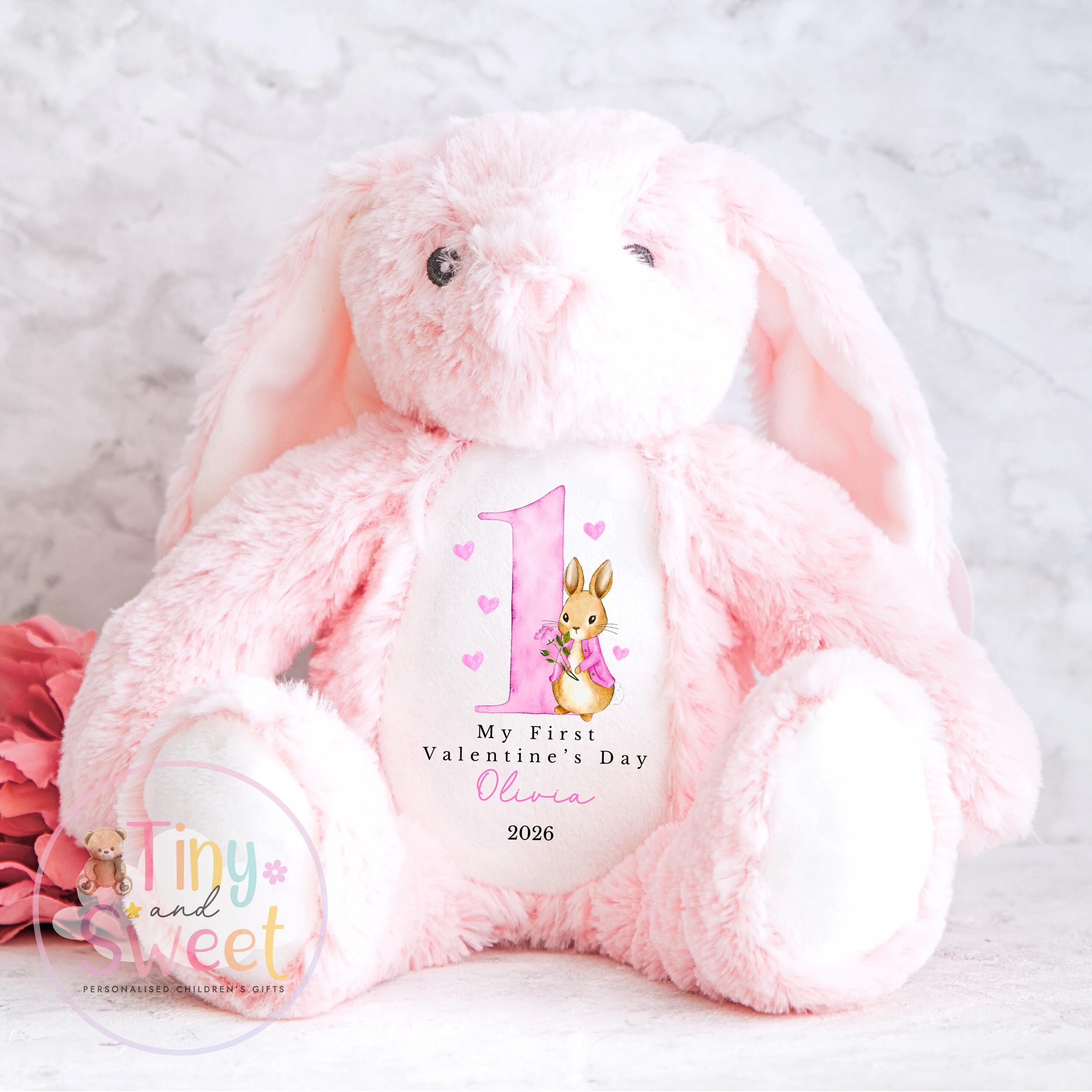 My First Valentines Day Gift, Personalised 1st Valentines Gift, First Valentines Teddy, Personalised Valentines Bunny, Soft Toy Keepsake