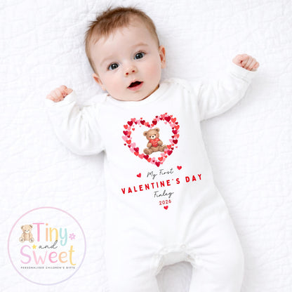 My First Valentines Day babygrow, 1st valentines day sleepsuit, 1st Valentines, New Baby Gift, Daddy Mummy Valentines