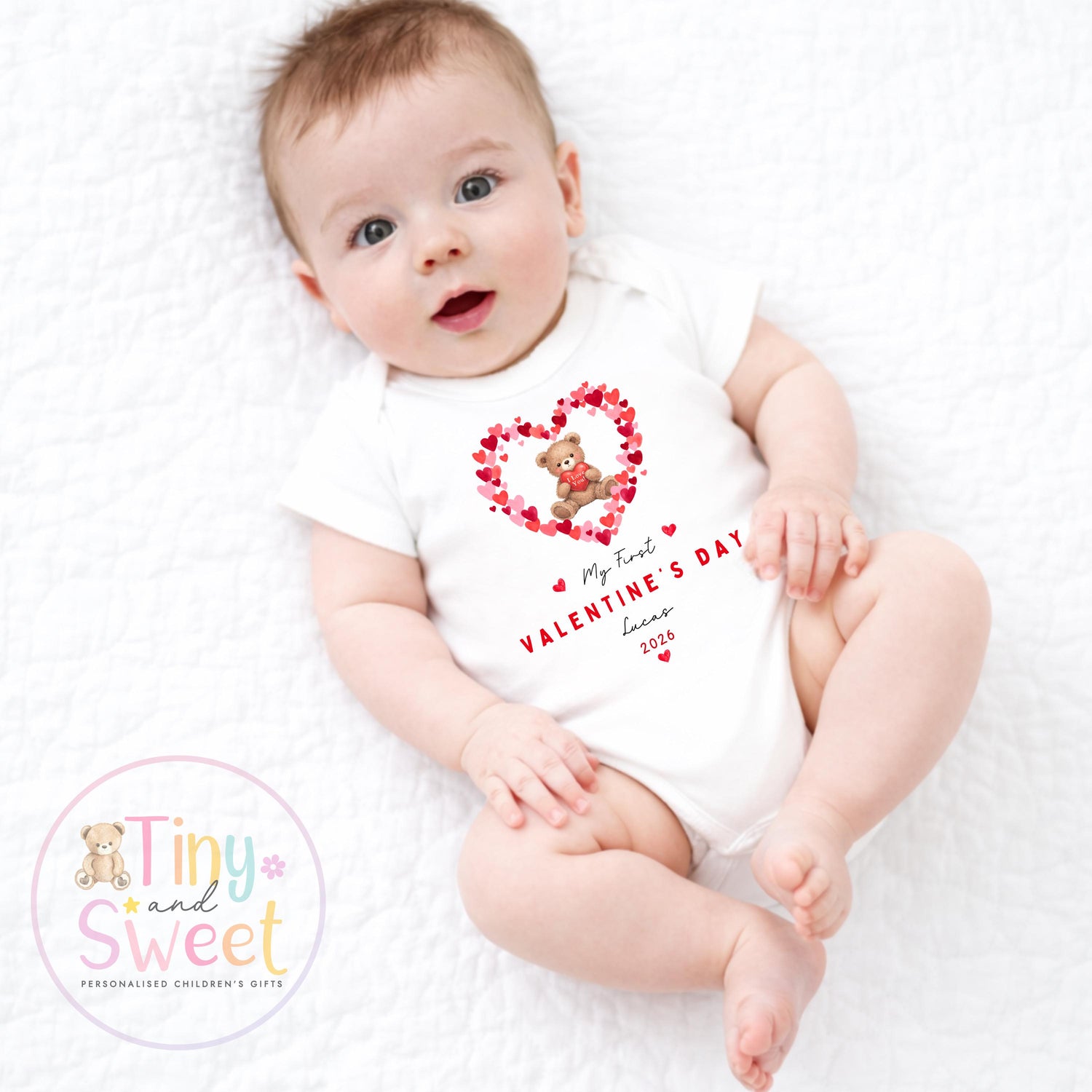 My First Valentines Day babygrow, 1st valentines day sleepsuit, 1st Valentines, New Baby Gift, Daddy Mummy Valentines