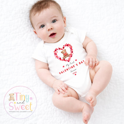My First Valentines Day babygrow, 1st valentines day sleepsuit, 1st Valentines, New Baby Gift, Daddy Mummy Valentines