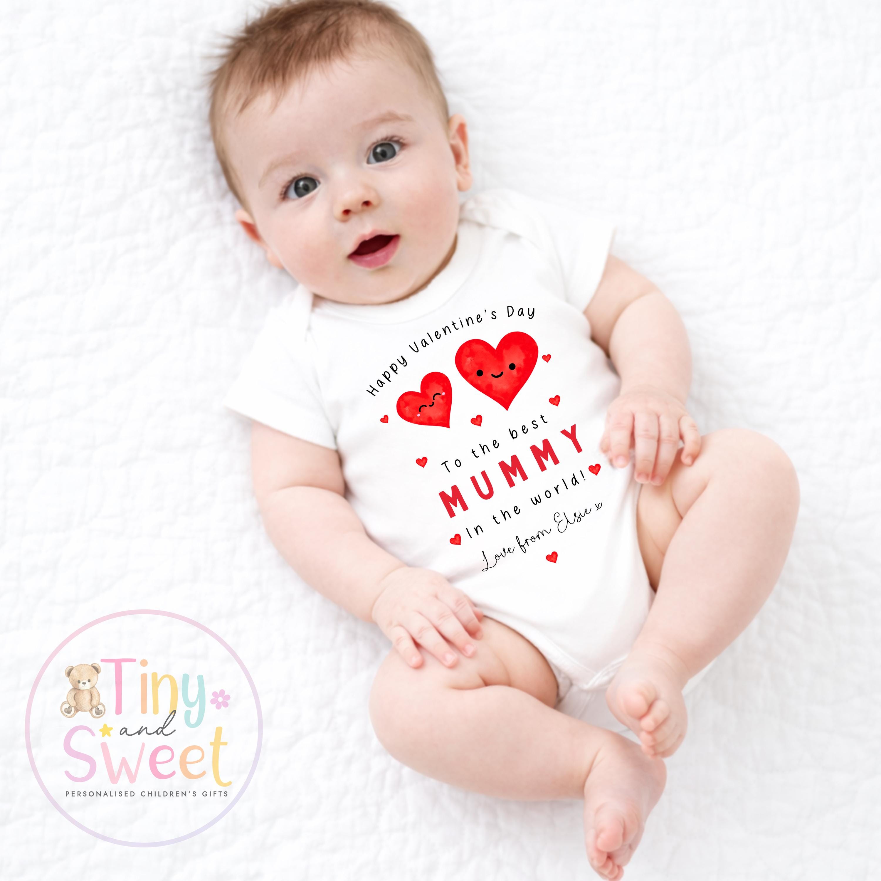 Valentines Day babygrow, 1st valentines day sleepsuit, 1st Valentines, New Baby Gift, Daddy Mummy Valentines