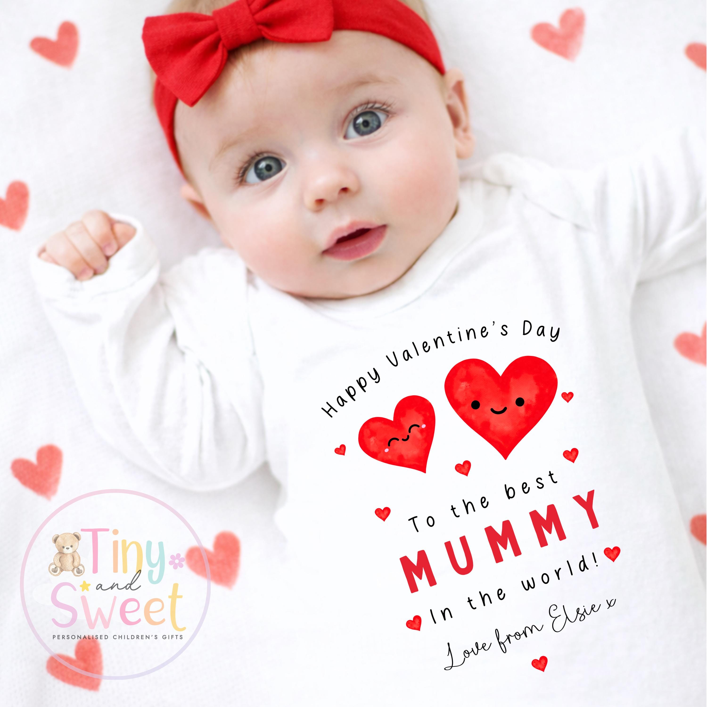 Valentines Day babygrow, 1st valentines day sleepsuit, 1st Valentines, New Baby Gift, Daddy Mummy Valentines