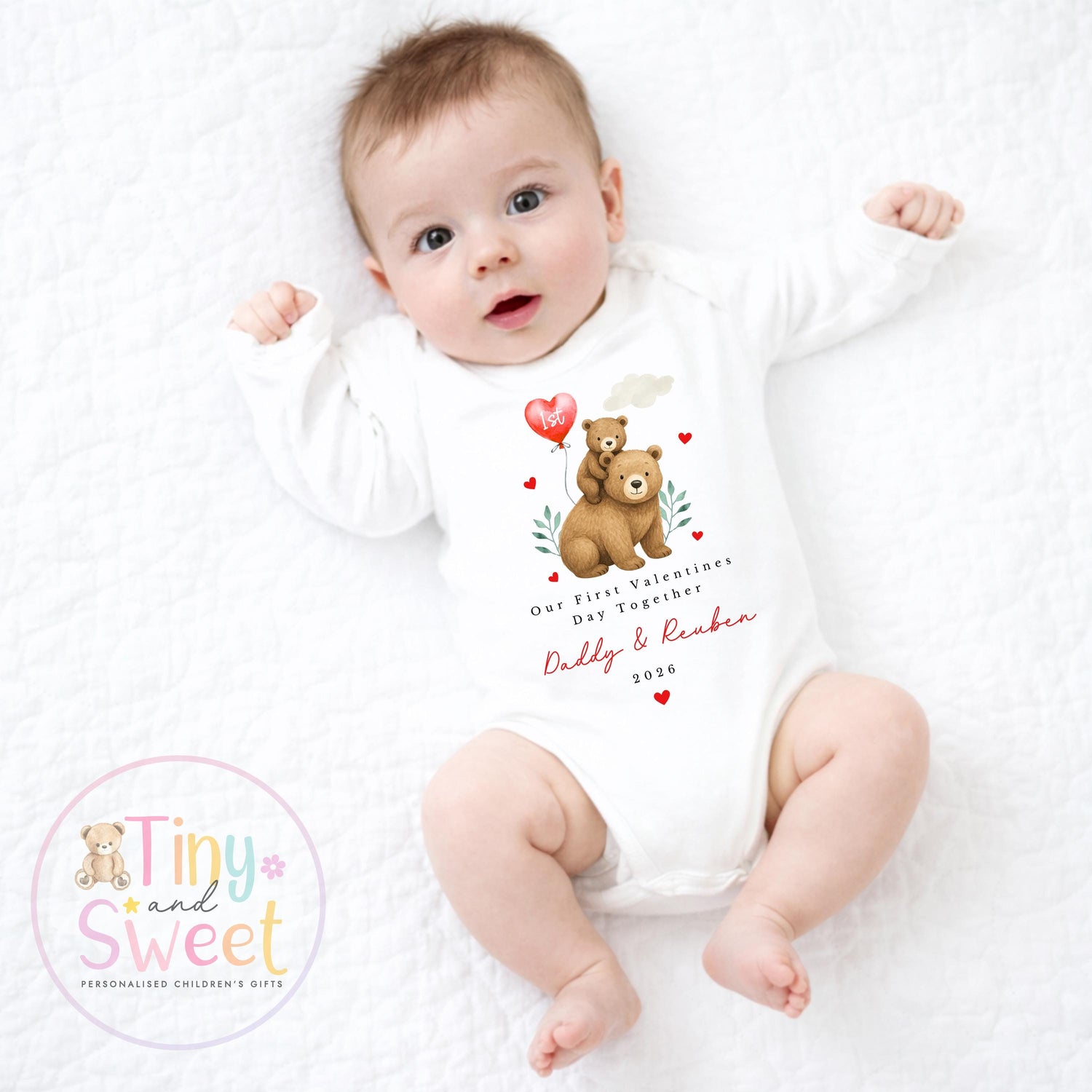 My First Valentines Day babygrow, 1st valentines day sleepsuit, 1st Valentines, New Baby Gift, Daddy Mummy Valentines