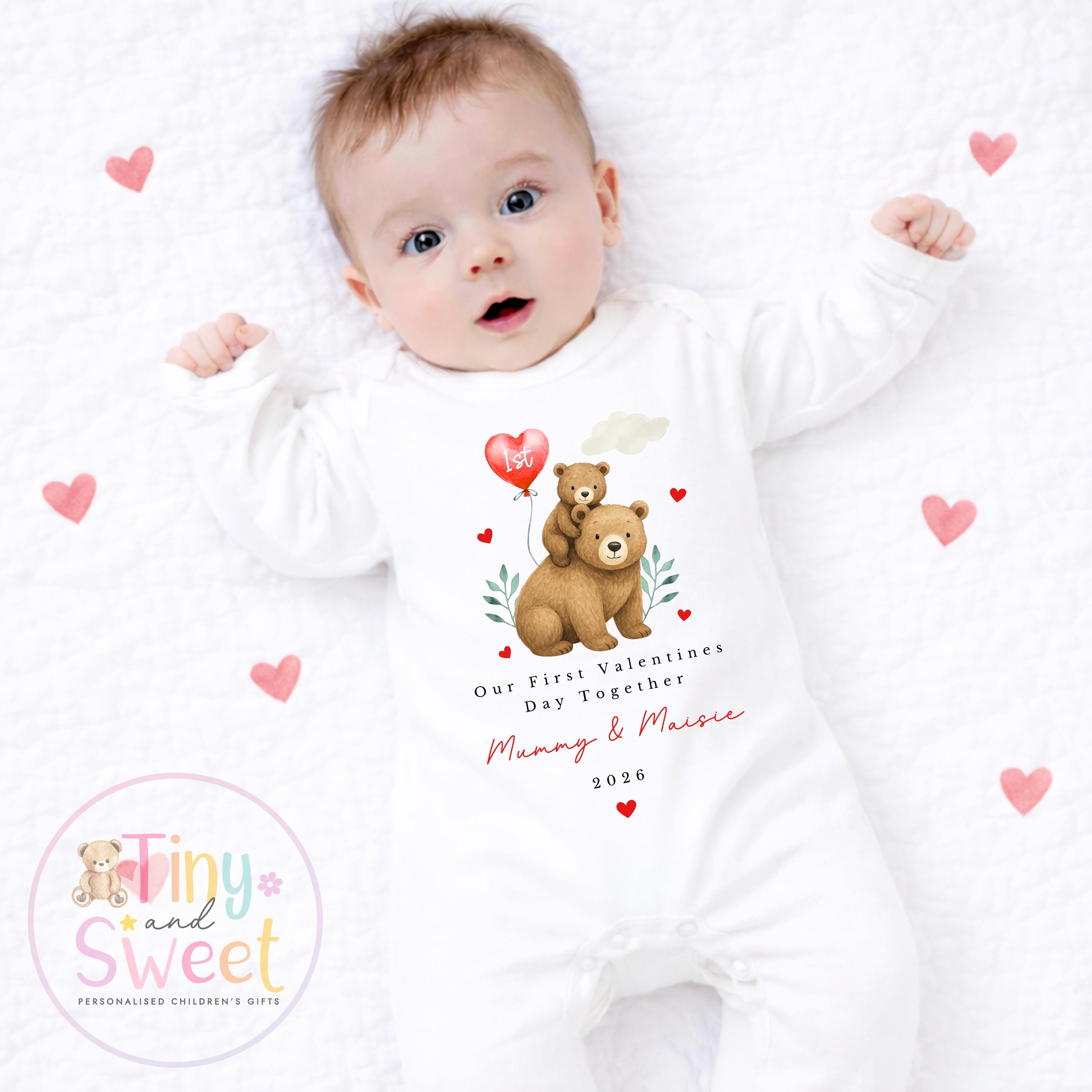 My First Valentines Day babygrow, 1st valentines day sleepsuit, 1st Valentines, New Baby Gift, Daddy Mummy Valentines