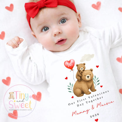 My First Valentines Day babygrow, 1st valentines day sleepsuit, 1st Valentines, New Baby Gift, Daddy Mummy Valentines