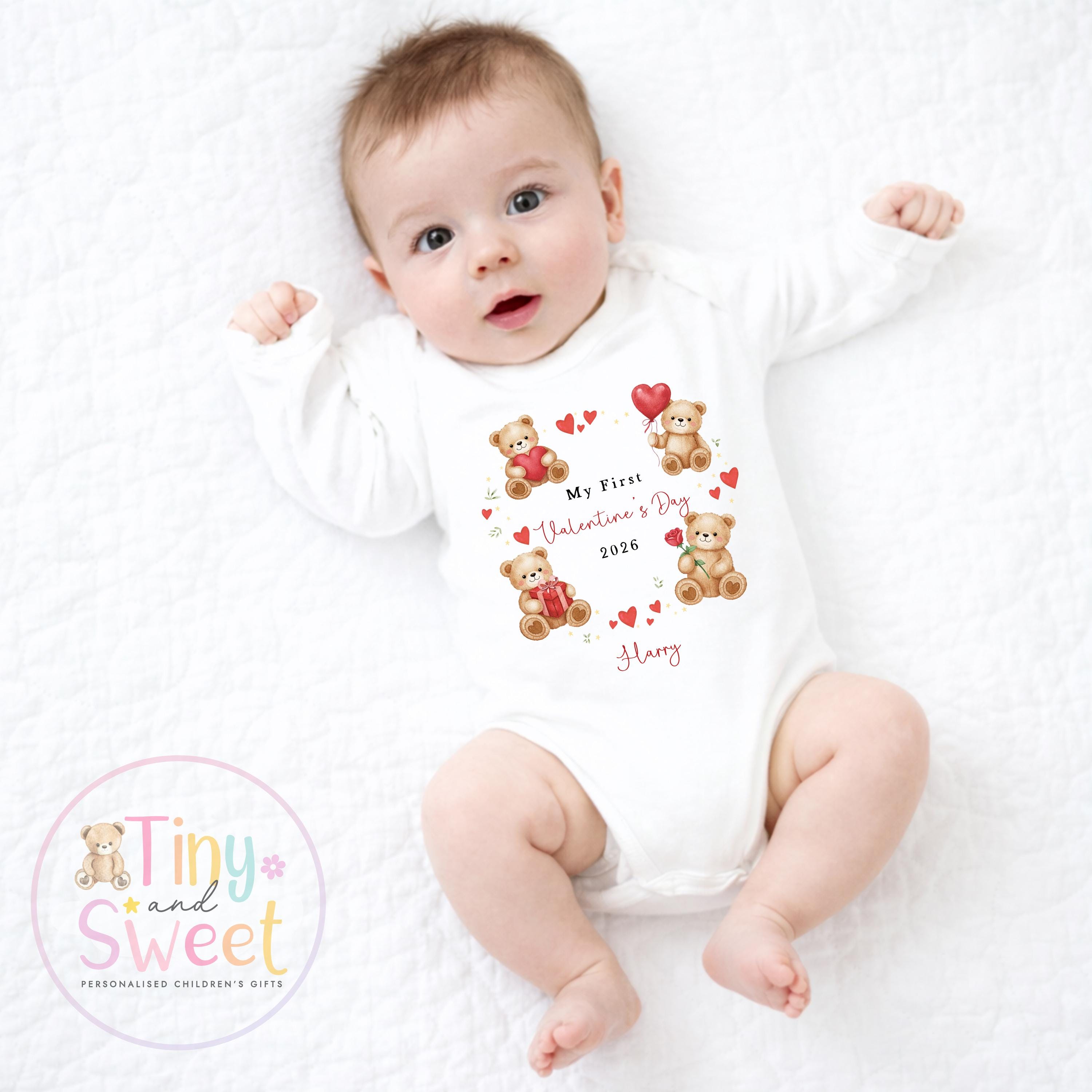 My First Valentines Day babygrow, 1st valentines day sleepsuit, 1st Valentines, New Baby Gift, Daddy Mummy Valentines