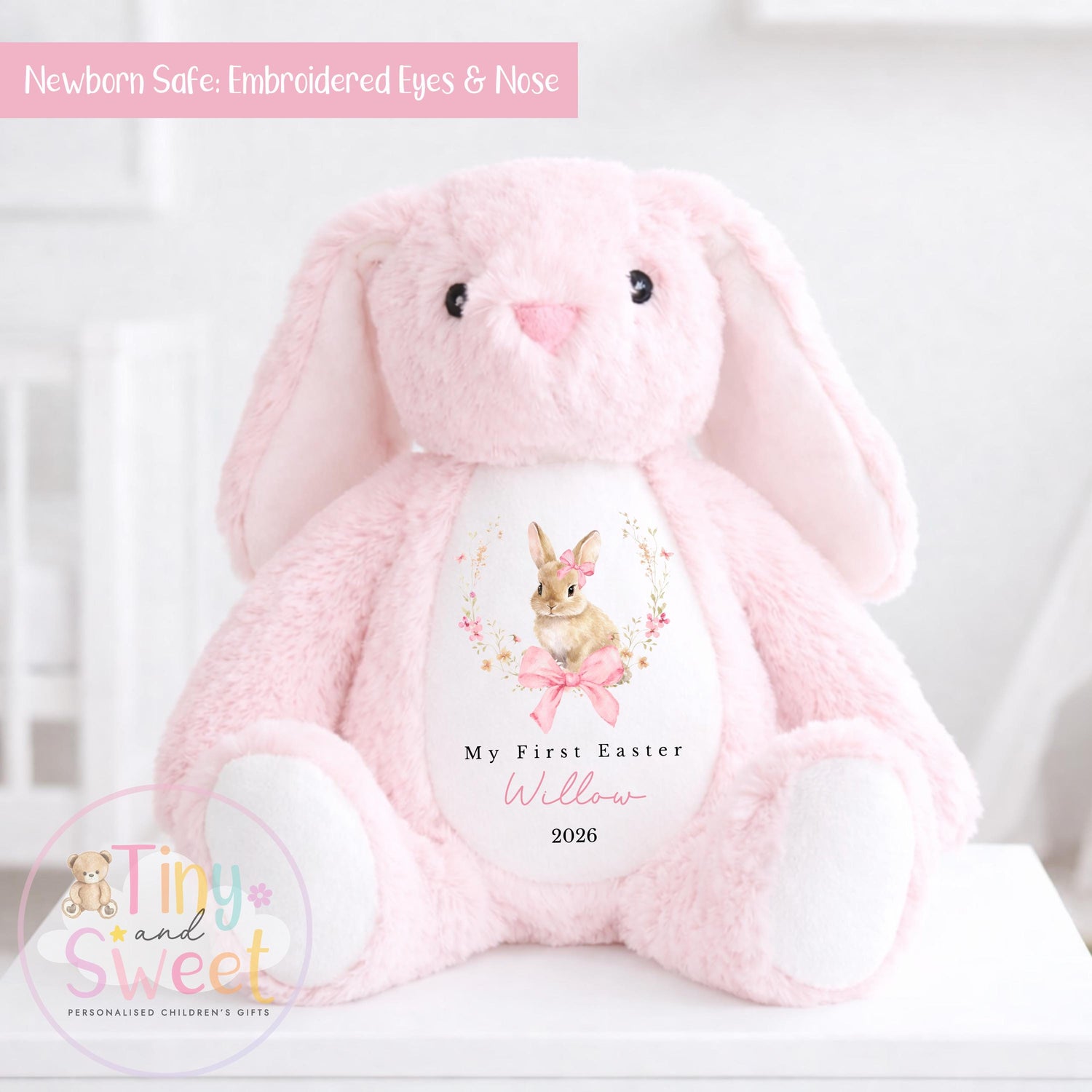 My First Easter Gift, 1st Easter Gift, Easter Bunny Toy, Personalised Easter Bunny, Soft Toy Keepsake, Name Bunny, Grandson Gift