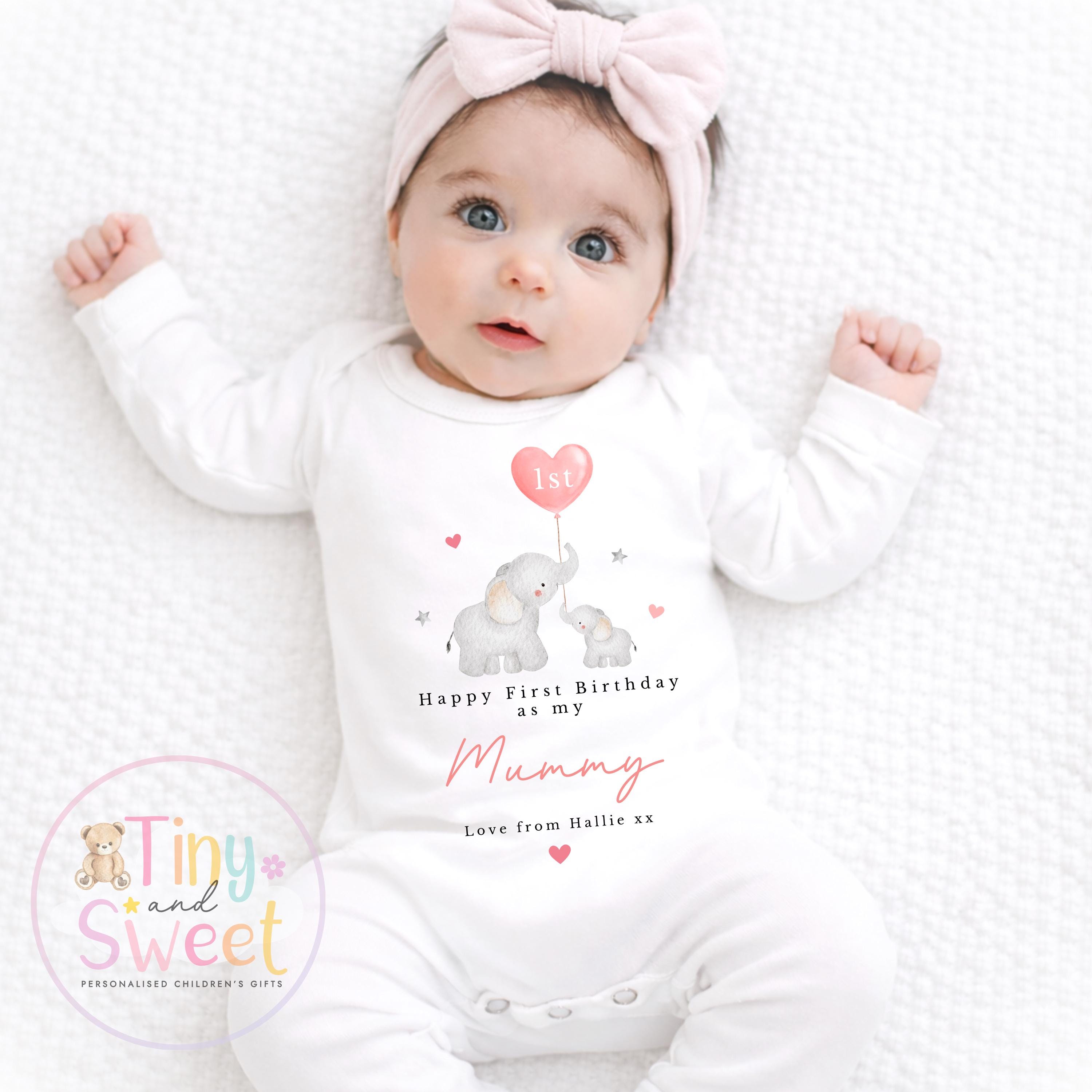 First Birthday as My Mummy Baby Outfit – Personalised Sleepsuit Gift from Baby