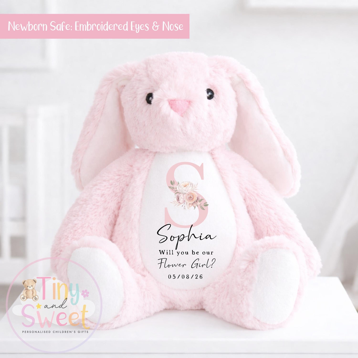 Personalised Flower Girl Bunny, Flower Girl Gift, Will you be my flower girl Bunny, Personalised Soft Toy, Flower Girl Proposal, Bridesmaid
