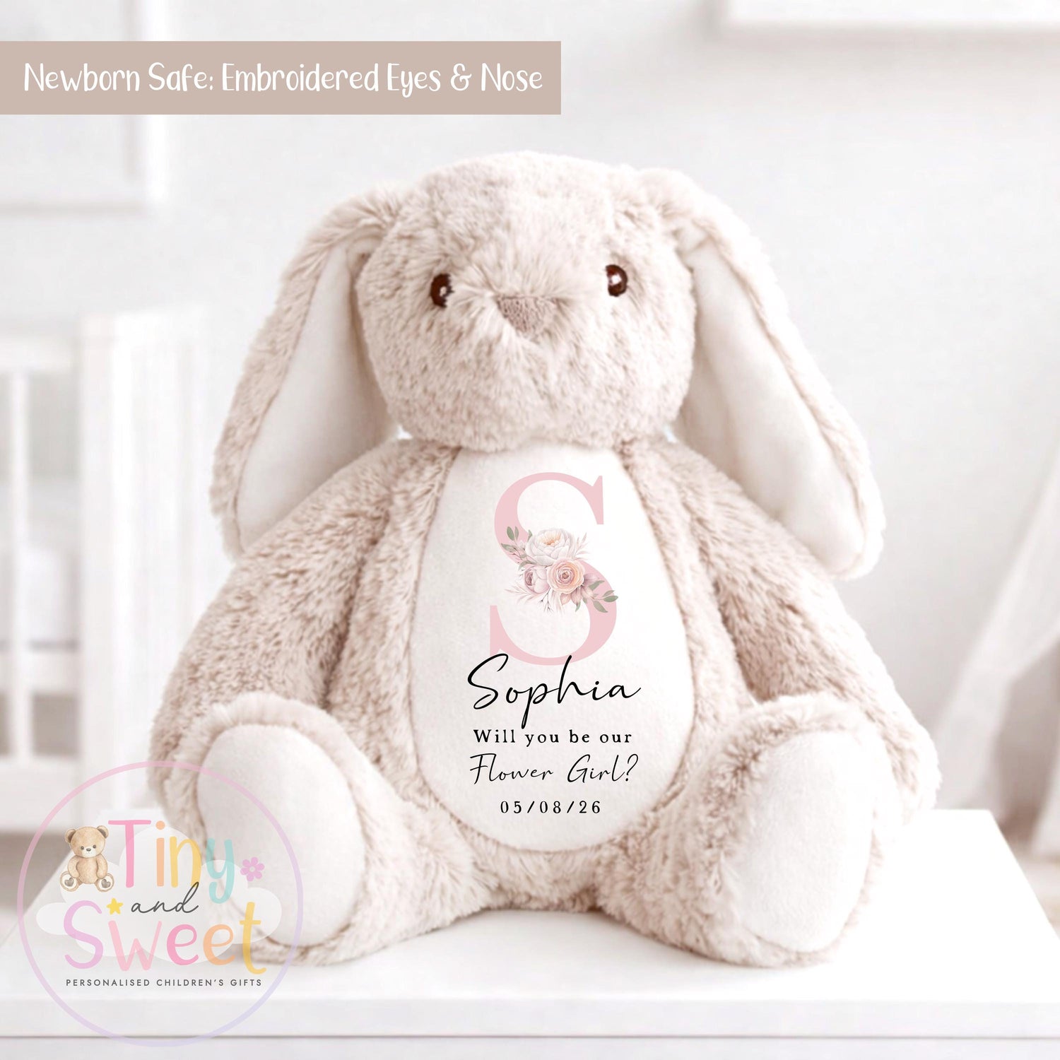 Personalised Flower Girl Bunny, Flower Girl Gift, Will you be my flower girl Bunny, Personalised Soft Toy, Flower Girl Proposal, Bridesmaid